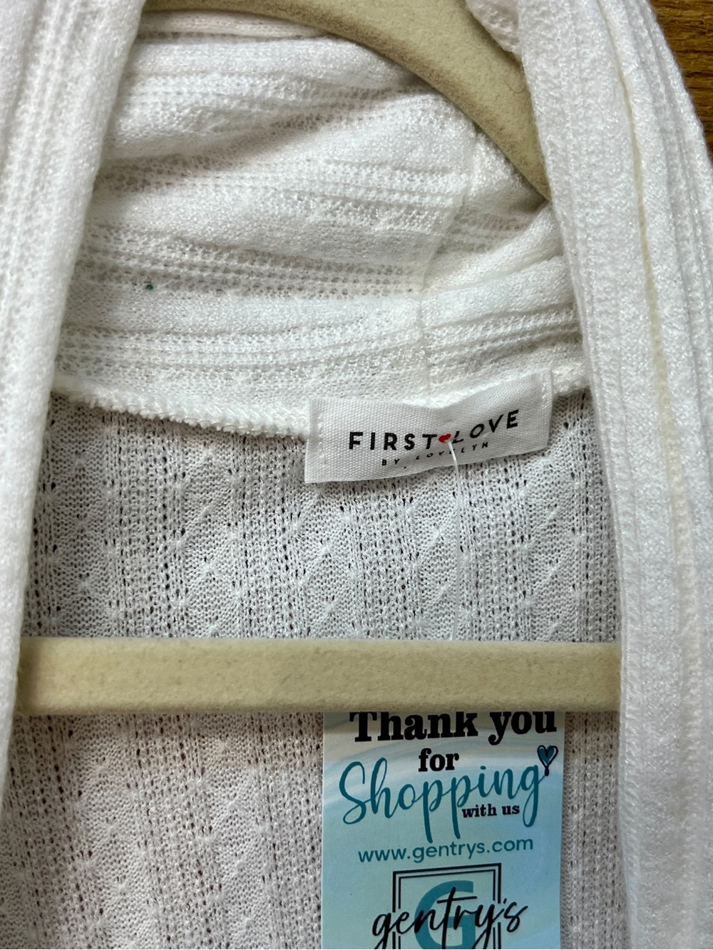First Love Cream Open-Front Ribbed Cardigan - Picture 3 of 4